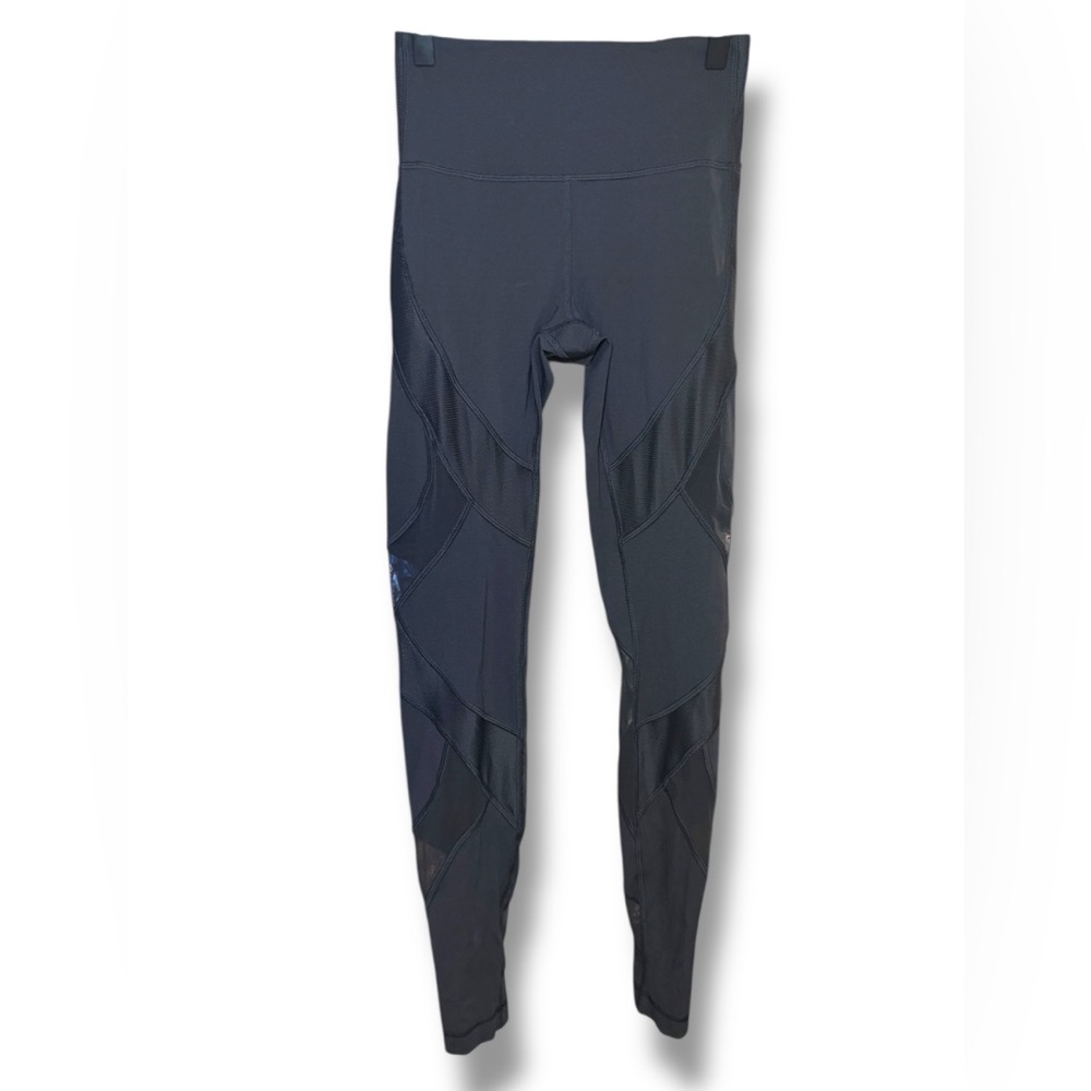 Lululemon Athletica Black Fast and Free Mesh Leggings Sz 4 EUC